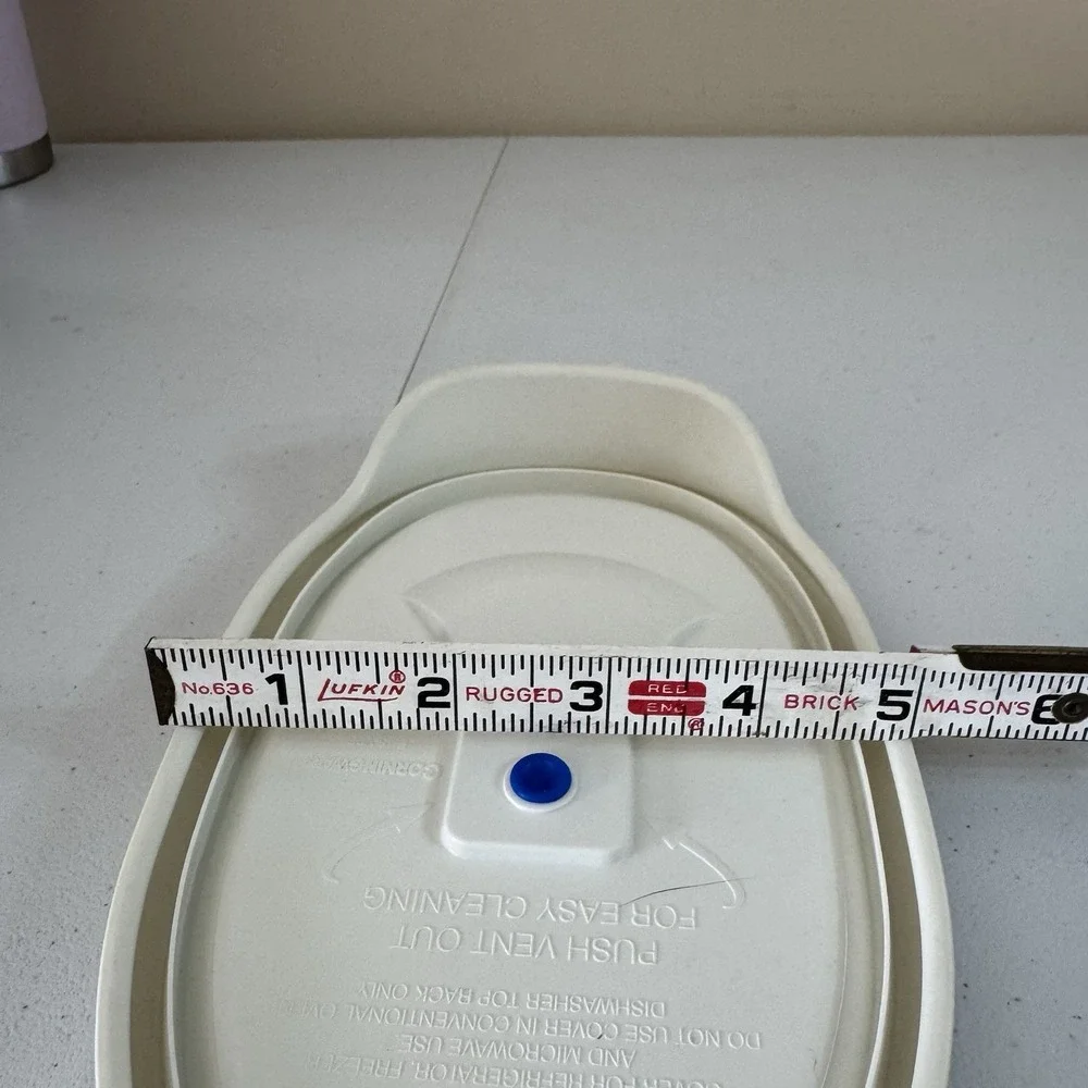 Corning Ware F-15-VPC Oval Replacement Lid Blue Vented 475 ml French White